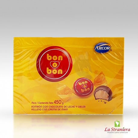 Bombone di Cioccolato con Crema di Arachidi Bon o Bon 450G.