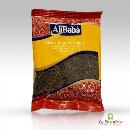 Pepe Nero in Grani, Pimienta Negra Entera, Alibaba 100G.