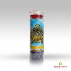 Candela di Vetro per Esoterismo ''Siete Potencias Africanas''  (Rojo arriba), Vela, Velone (Solo a Torino(TO))