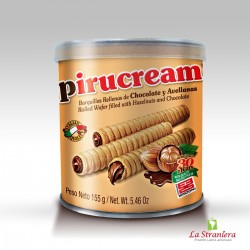 Wafer arrotolato ripieno di cioccolato e nocciole, Pirucream 155G