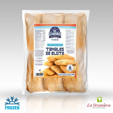 Tamales de Elote 6pz congelado, El Chero